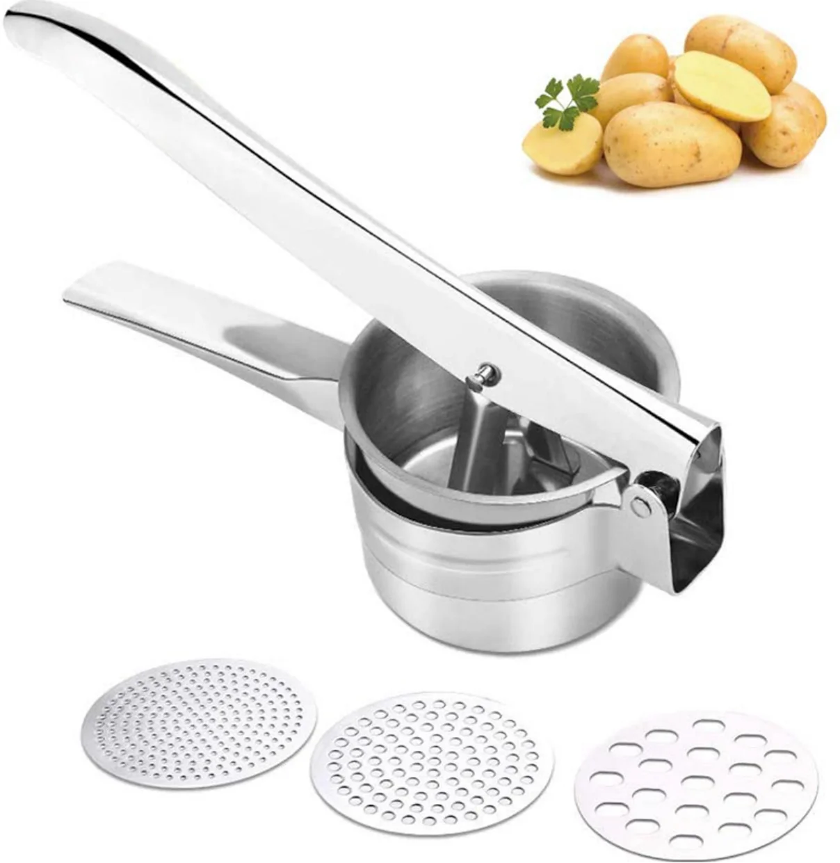 Home Gadget Premium Stainless Steel Kitchen Potato Masher Hand Vegetable/fruit Juicer Squeezer
