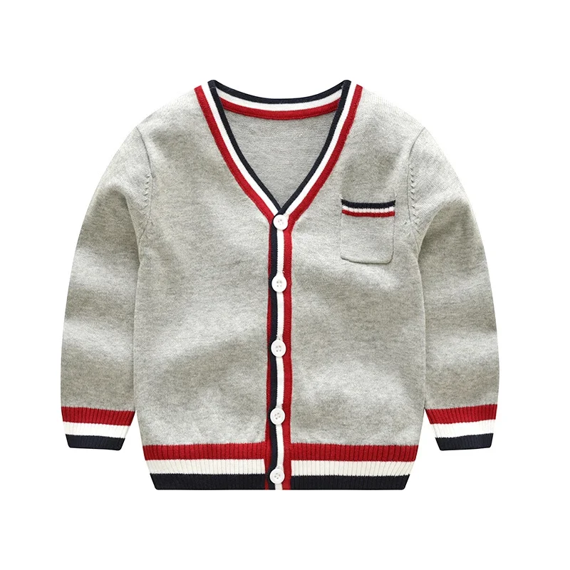 
New Design Boys V-neck Knitted Sweater Long Sleeve Kids Cardigan Sweaters 