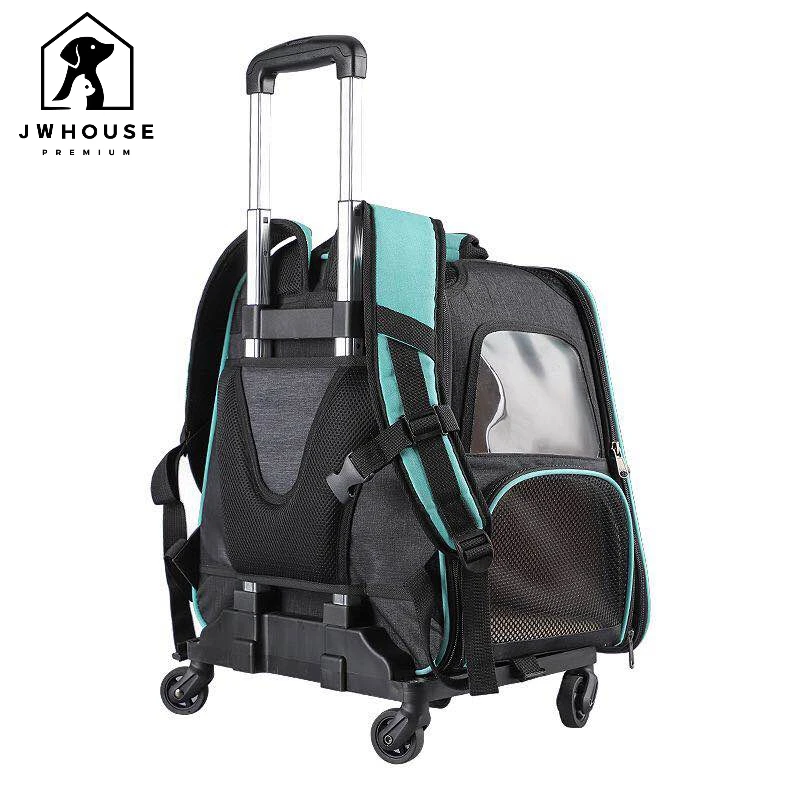 Composite 33.7L Large Capacity 10kg Bearing Transformed Adjustable Detachable Pet Trolley Bag Backpacks Leather Bags Solid