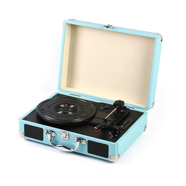 Nisoul Multiple Wireless USB Modern Retro Gramophone Portable Briefcase Vinyl Player Easy Carry Handle Turntable Player
