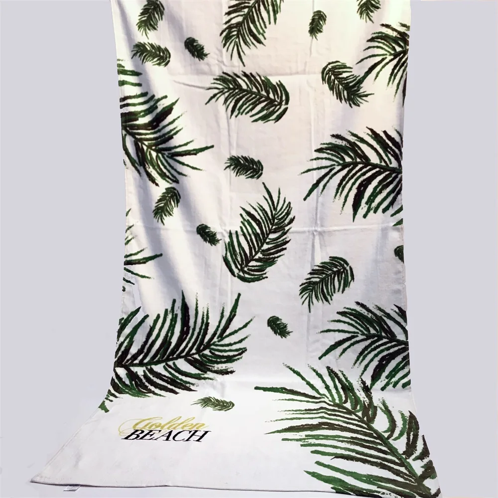 Дешево, оптом, 100% хлопок, эко-реактивная печать, Тропическое эко пляжное полотенце