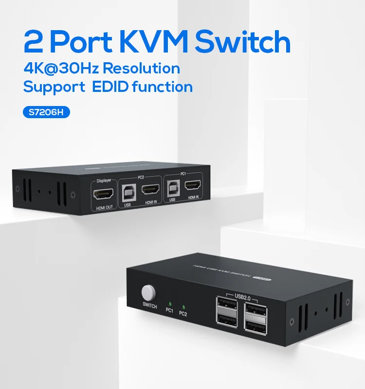 Высокое качество OEM порт Usb 2 двунаправленный переключатель Hdmi 4K 30 Гц Kvm с пультом