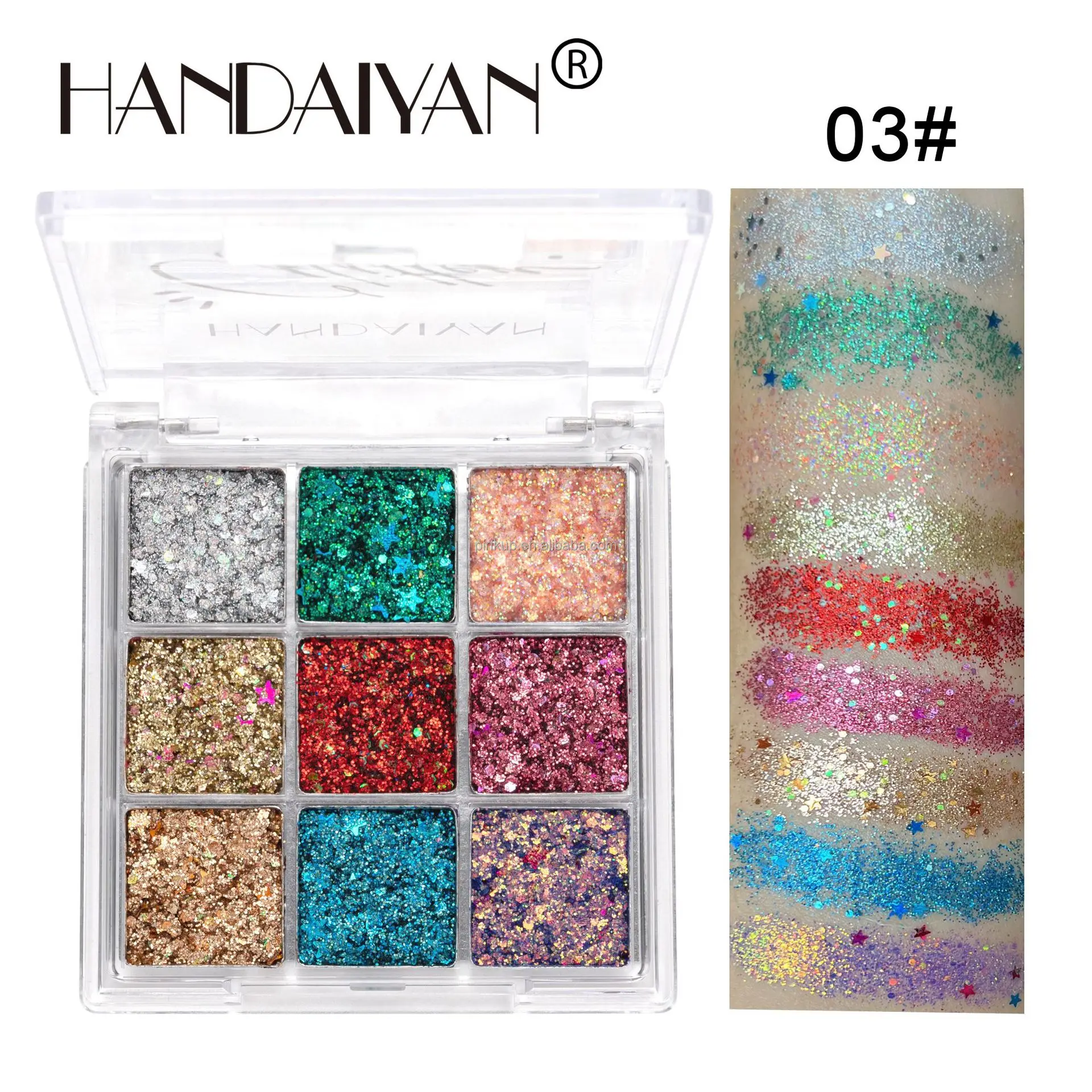Handaiyan 9 Color Latest Design Shimmer Glitter Eyeshadow Quality Pigment Factory Direct