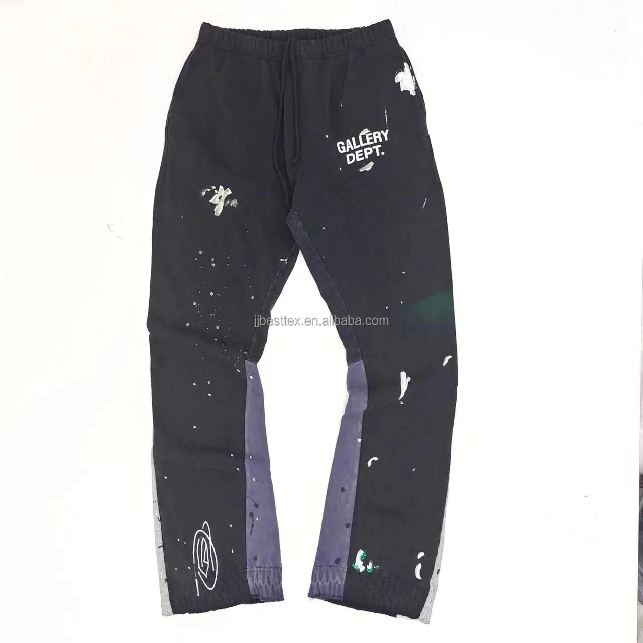 high quality gallery dept camo pants heavyweight cotton fleece sweatpants custom flared sweat pants raw edge print graffiti
