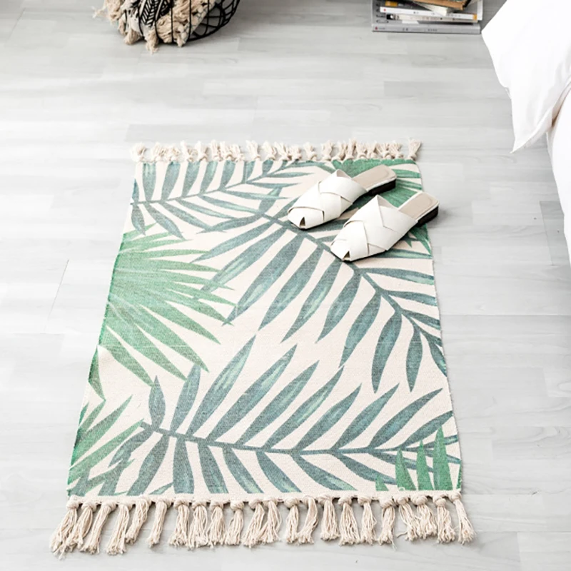 Лидер продаж, оптовая продажа, новинка 2021, Плетеный Ковер из хлопка и льна с кисточками, напольный коврик, дверные коврики и коврики для спальни, плетеные коврики из хлопка