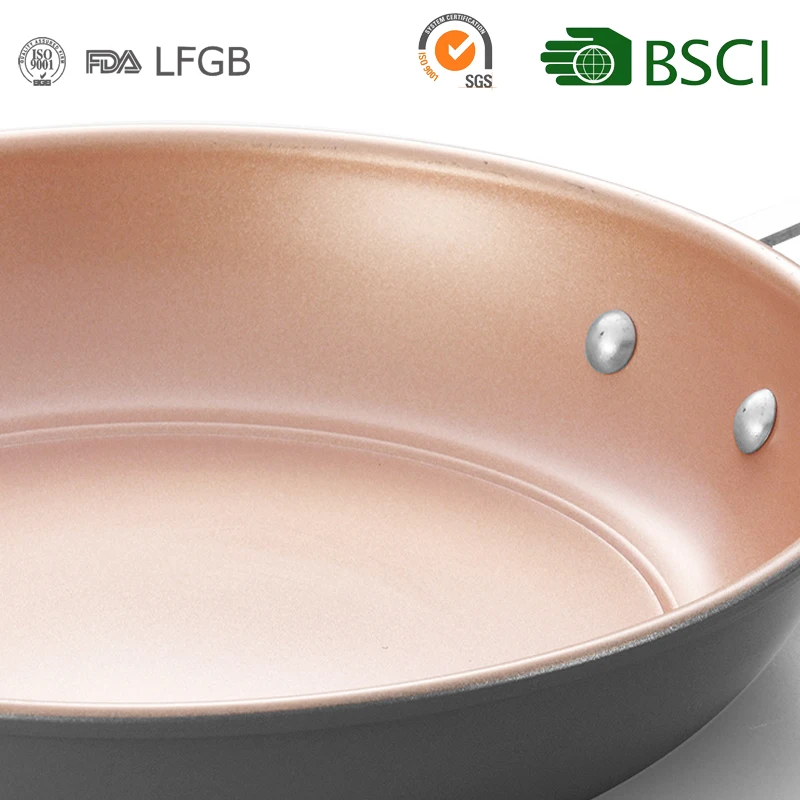 24cm Non stick Carbon steel frying pan with copper effect for gas or induction cooking