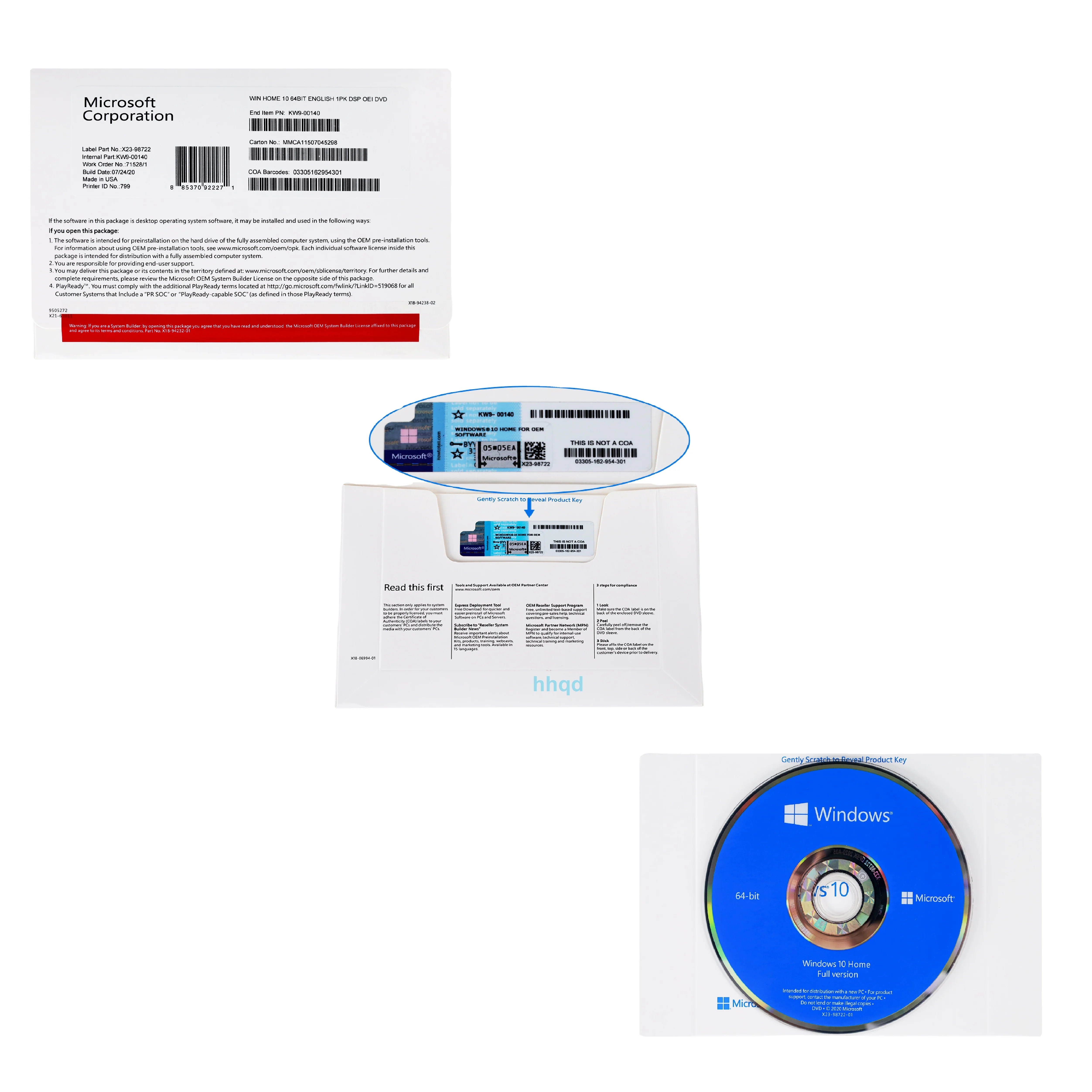 Windows 10 home OEM license key activation online windows 10 32bit 64 bit oem dvd pack