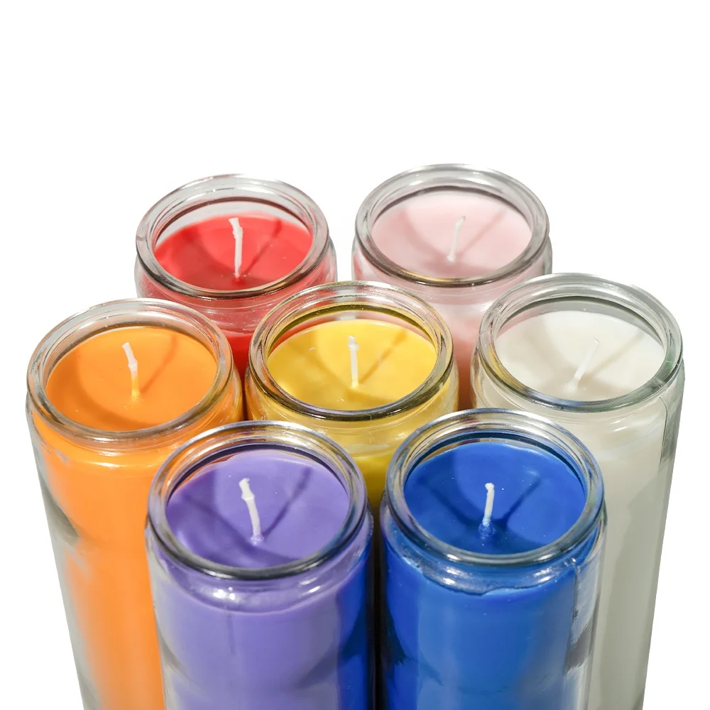Church paraffin wax 7 day candles clear plain glass 5 to 7 day chakra white or color candle