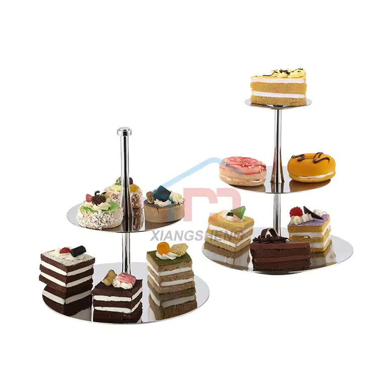 Xiangsheng, 2 яруса, полностью 304 из нержавеющей стали, подставка для буфета, украшенная подставкой для торта