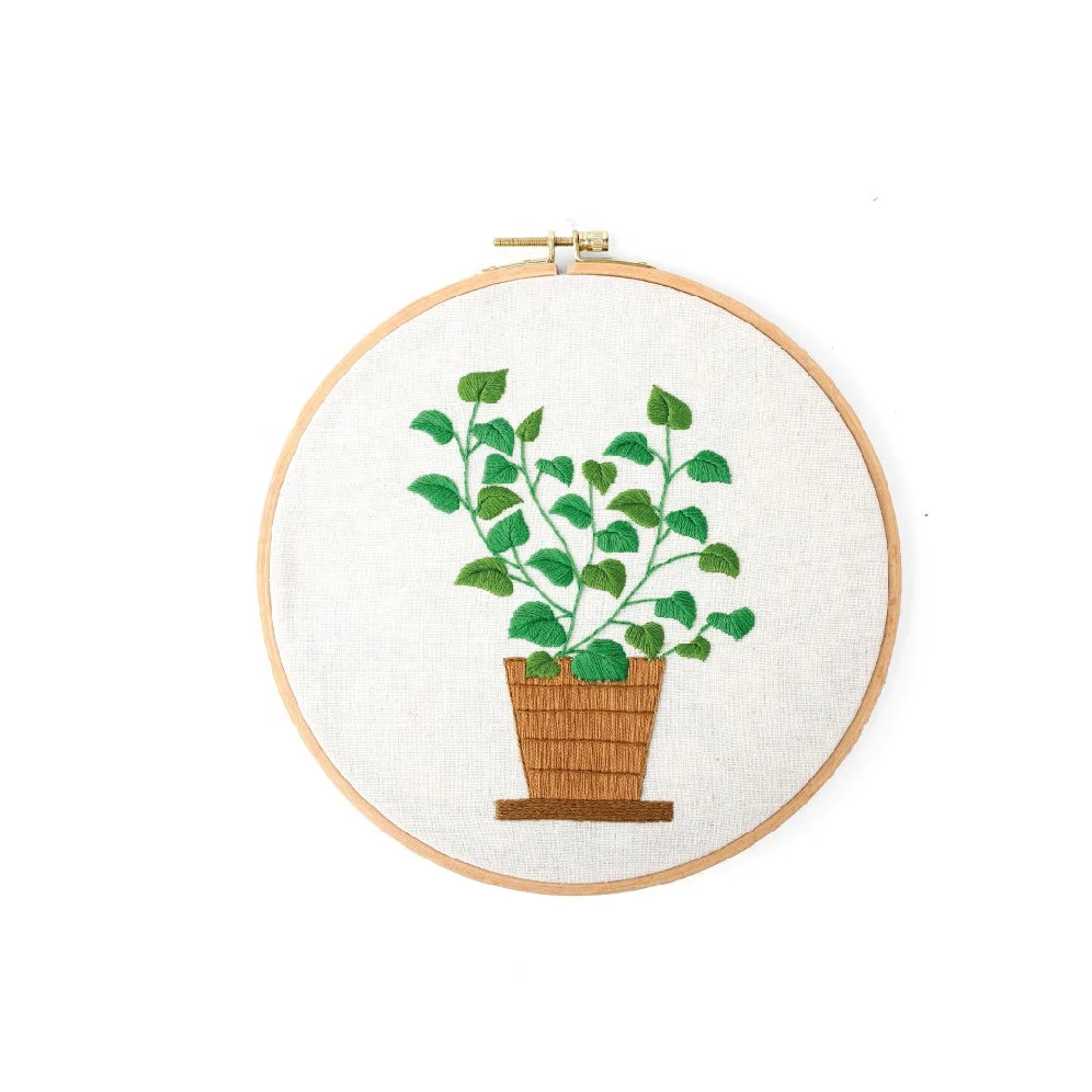 Green Plant Embroidery DIY Kit
