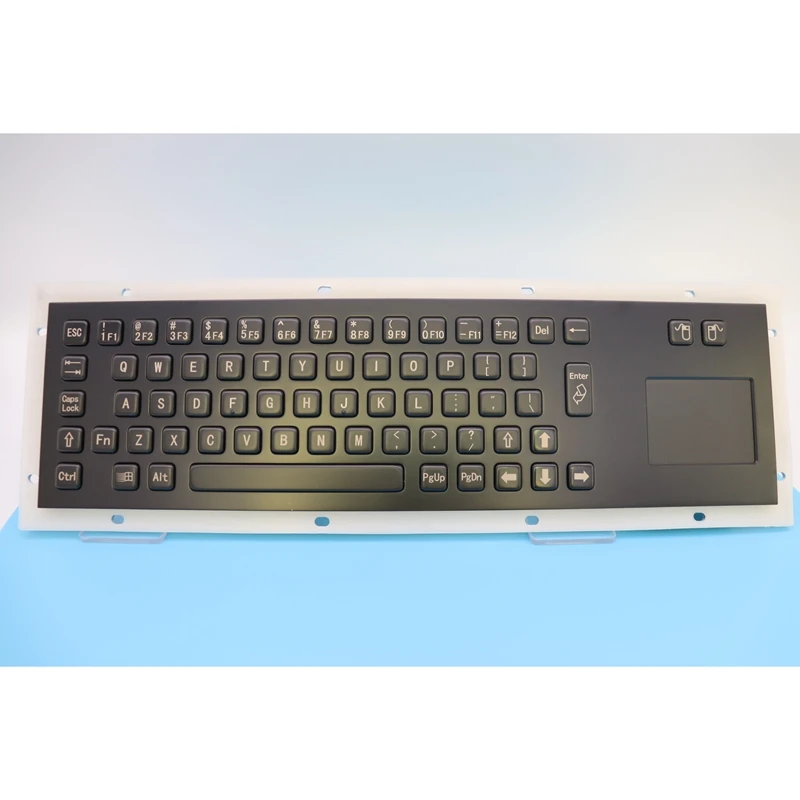 Прочная черная металлическая клавиатура для киоска с 67 клавишами, промышленная металлическая клавиатура для компьютера из нержавеющей стали с тачпадом