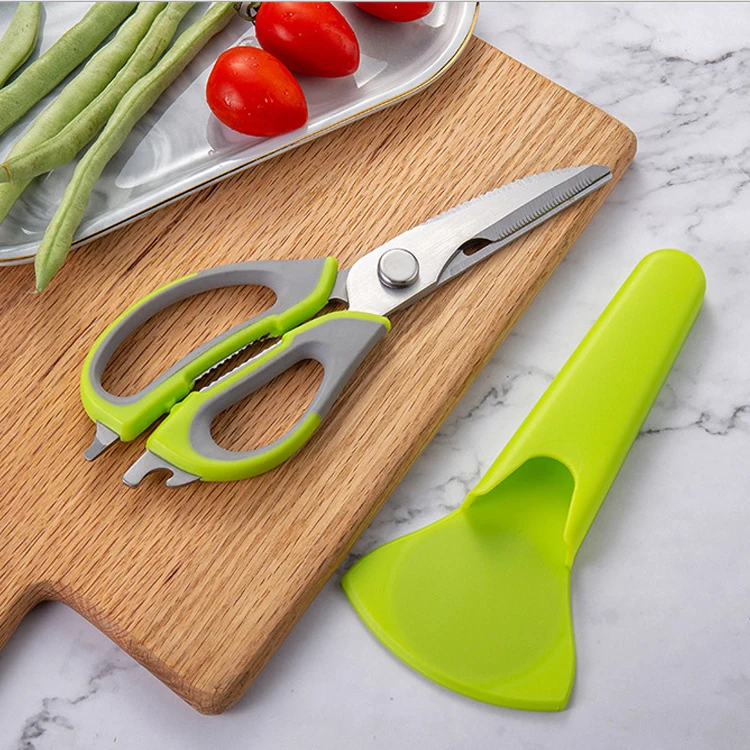 Kitchen accessories shears chicken scissor with nut cracker multifunctional stainless steel kitchen Magnetic scissor set