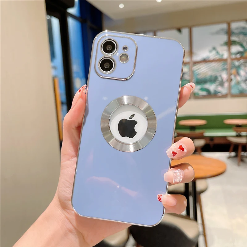 For iPhone13 12 11 Pro Max Funda Phone Case Electroplating Luxury TPU Silicon Case Lens Protector CD Pattern Mobile Cover Case