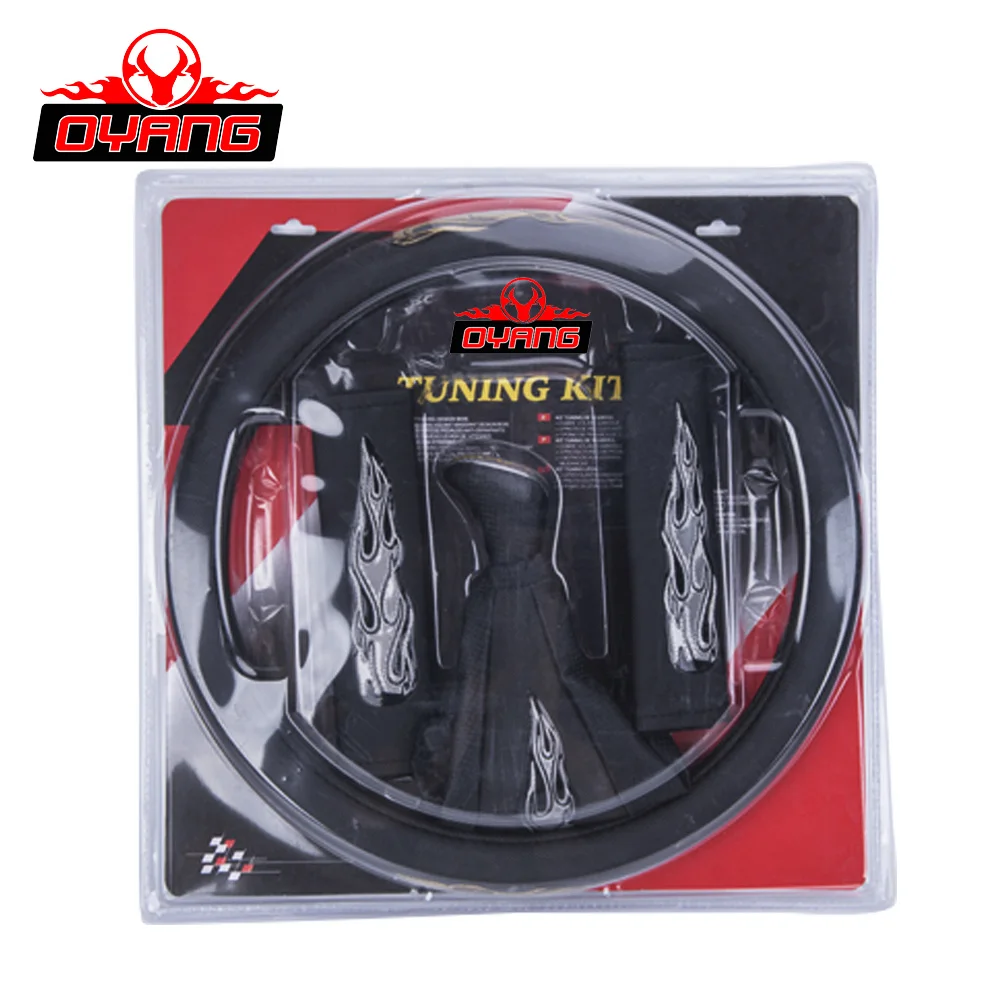 Steering Wheel Cover Car Seat Belt Cover Pads Shift Knob Car Interior Accessories Combination Set