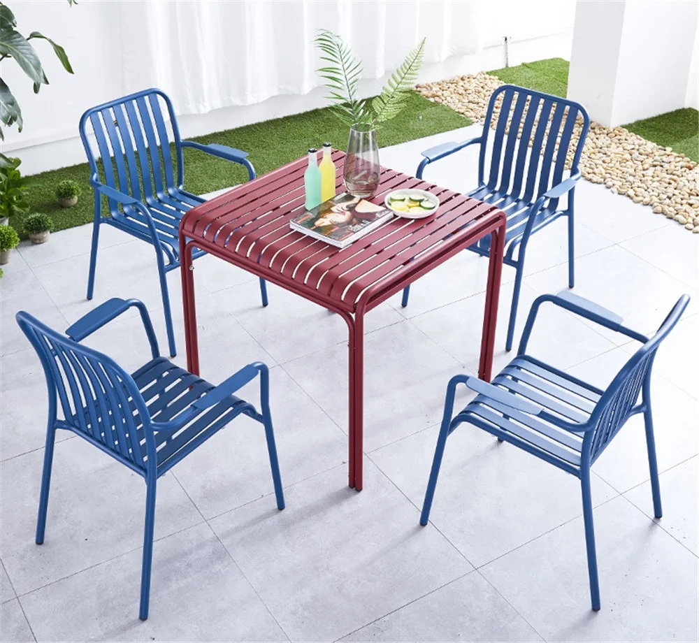 Modern outdoor aluminum balcony, garden furniture, metal table and chair set