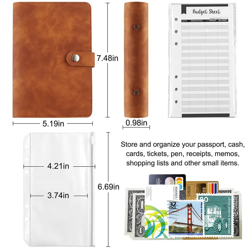 A6 Budget Binder Set Glitter PVC Cash Envelope Budget System Binder Planners
