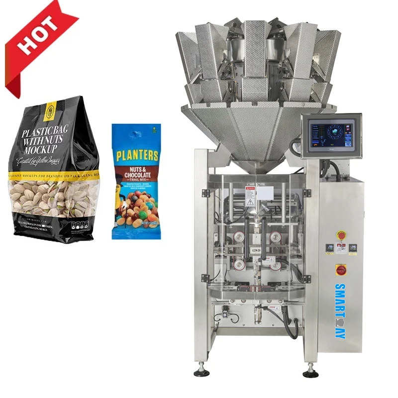 Automatic Filler Vertical Grain Bag With Multihead Weigher Snack Granular Salt Sugar Coffee Bean Packing Machine 1kg