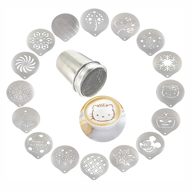 Custom Stainless Steel Metal Coffee  Steel Barista Coffee Decorating Stencils Template for Latte Cappuccino Cupcake Stencils