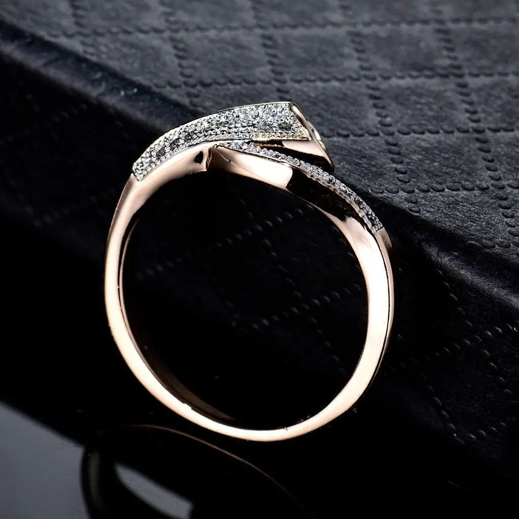 Dropshipping 14k Rose Gold Plated Sterling Silver Champagne Cubic Zirconia Cushion Cut 6mm Halo Ring Braided Wrap Knot Style