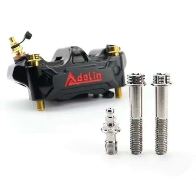 Customized Grade5 Ti6Al4V colorful motorcycle Titanium brake Caliper screw bolt pin nut kit for Adelin