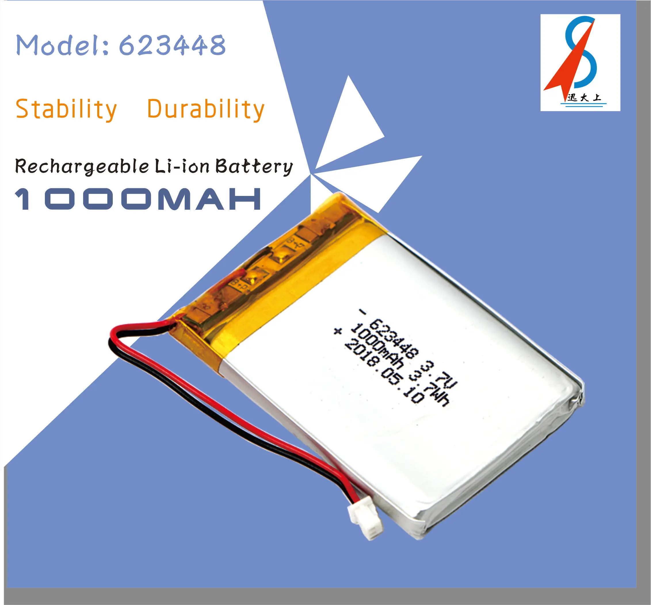 New customized 623448 3.7v lipo battery 3.7v 1000mAh lipo battery made in China