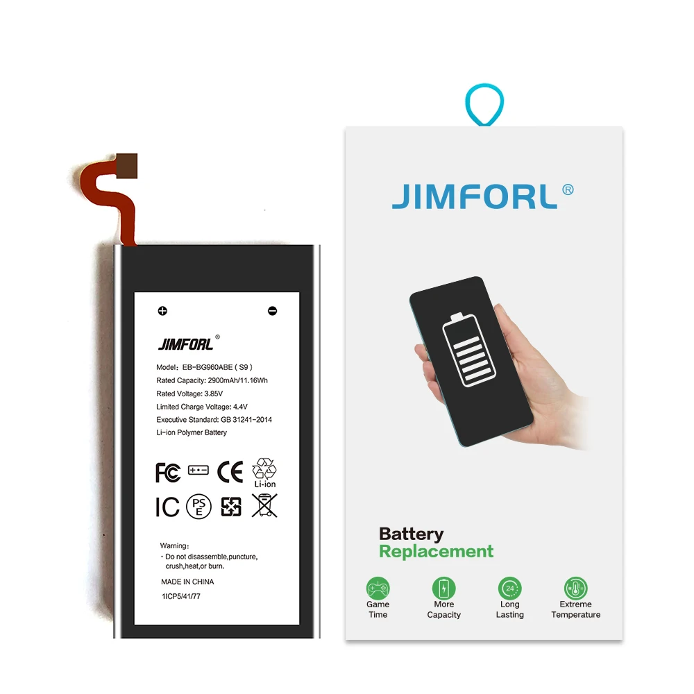 
Jimforl full 100% capacity replacement built-in battery samsung galaxy s9 original battery 3000mah 