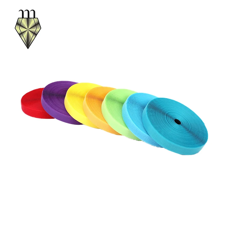 Лучшие продажи красочные крюк и петля полиэстер нейлон липкая задняя сильная липучка крепежная лента