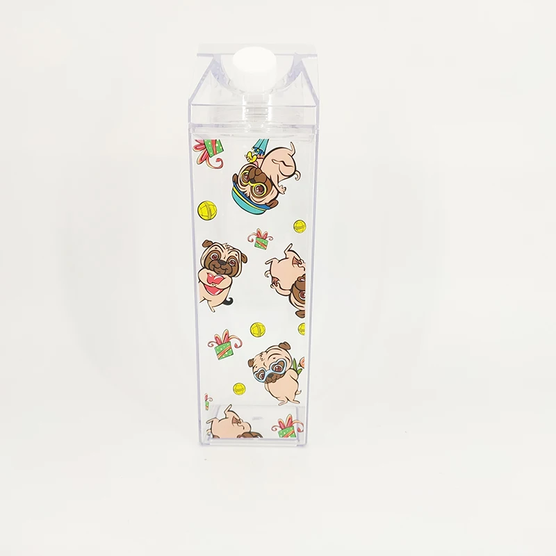 
Transparent Summer Small Daisy Plastic Water Cup Outdoor Sports Student Cup Creative Gift Square Bottles Direct Drinking 