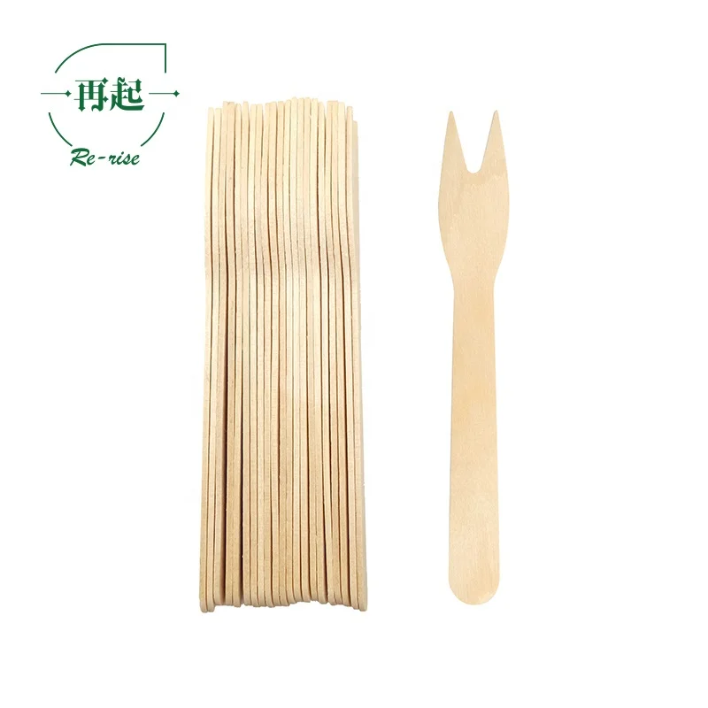 
12cm Eco-friendly Disposable Compostable Wooden Fruit Fork, Chip Fork 