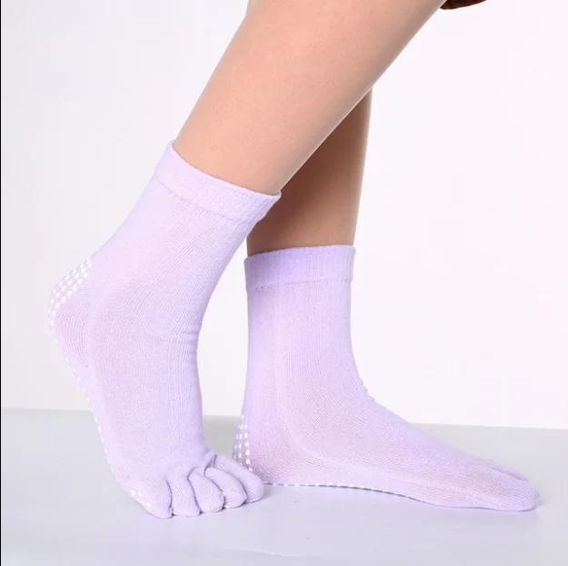 Yoga socks women cotton dot glue non slip five finger socks safety professional indoor sports fitness