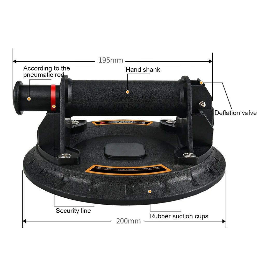Heavy Duty rubber flat pad pump vacuum glass suction cup for glass stone lifer with ABS handle
