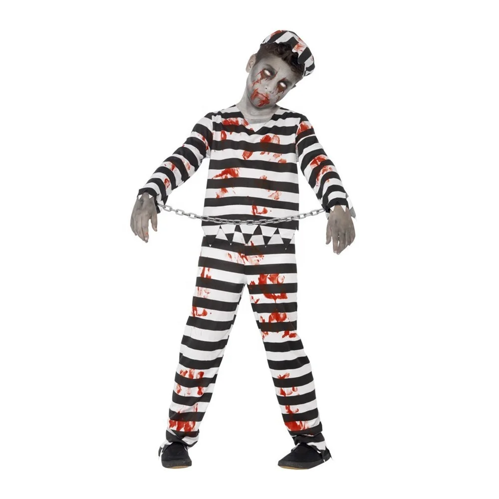 Children Cosplay Prisoner Costume Halloween Costume Clothes for Kids Boys
