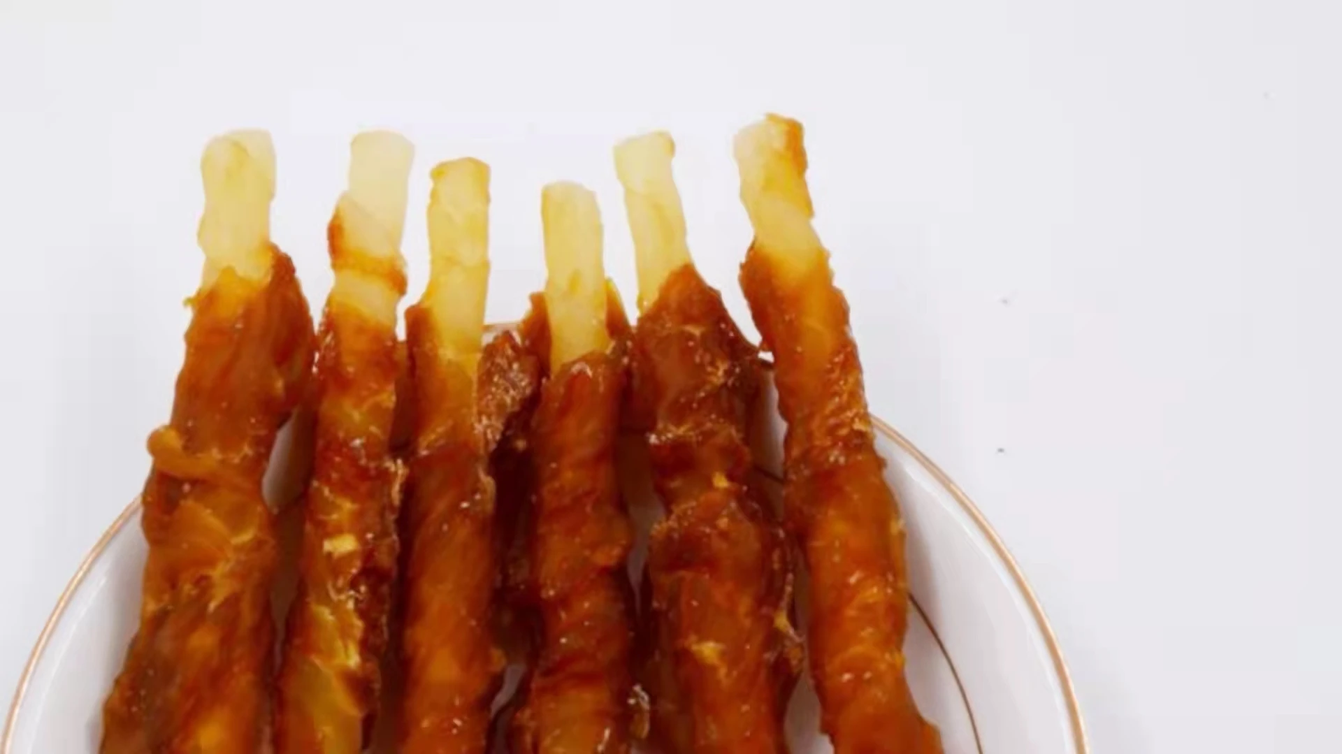 Factory direct sale pet food BBQ chicken  chicken liver beef with rawhide stick cheap price dog chewy