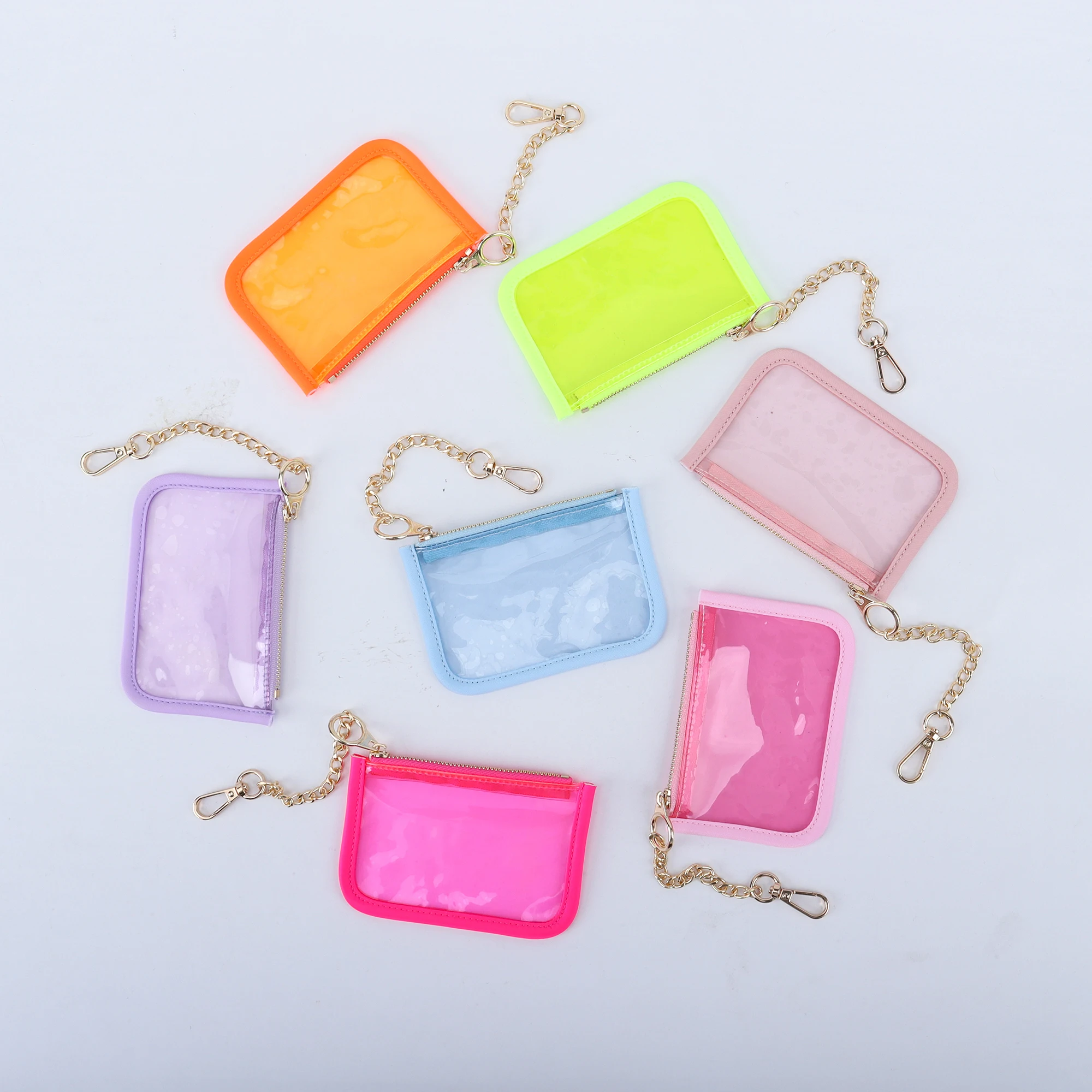 Small Money Purses Coin Purse Keychain Clear PVC Tiny Wallet Key Chain Card Holder Mini Kids Purse Cute PVC Bag Chains Hooker