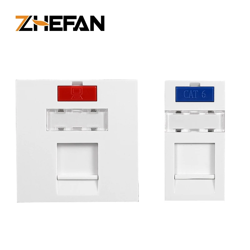 ZHEFANFrench Тип Keystone Jack Лицевая панель 45*22 5 мм 45*45 один порт 1 бандаж пустая настенная пластина с разъемом и соединителем RJ45