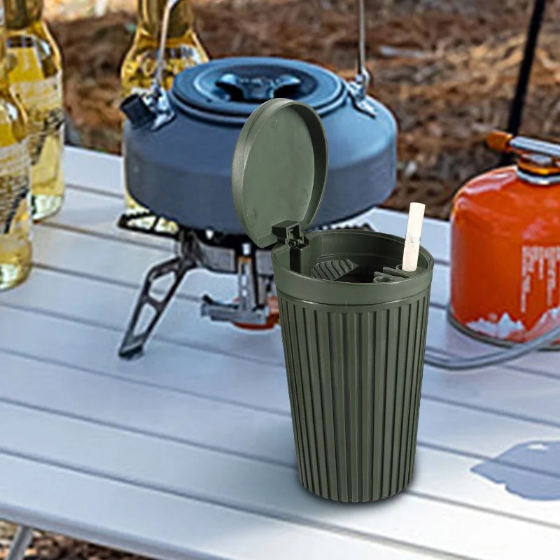 UKETA Wholesale New Military Style  Portable Ashtray For Car Waste Bin Shape Plastic Cigar Ashtray Customized