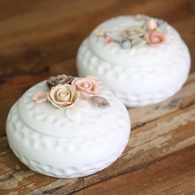 Wholesale Ceramic Three-dimensional Flower Jewelry Storage Box