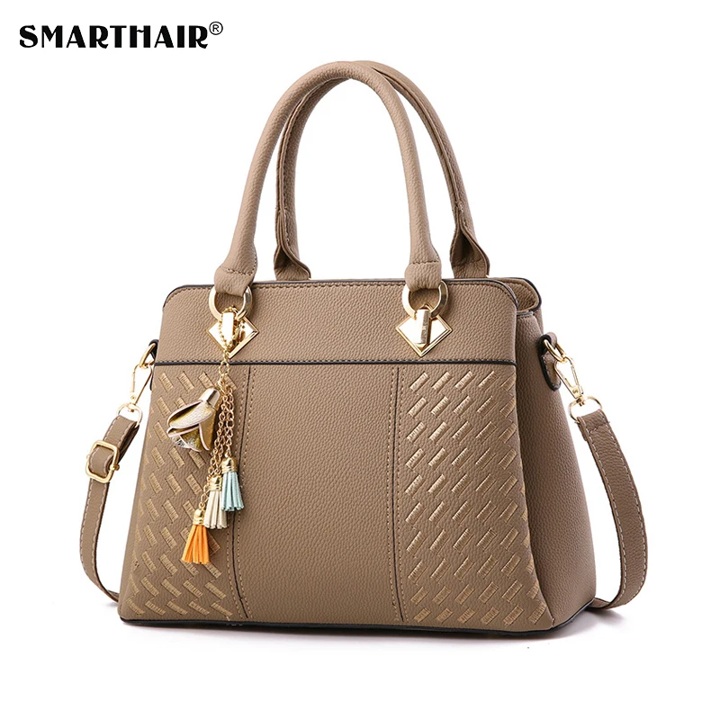 Роскошные модные хаки износостойкие женские Сумки из искусственной кожи с кисточкой