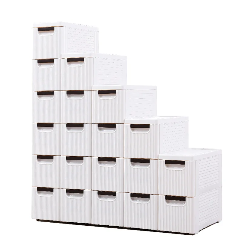 Modern Simple Bathroom Storage Cabinet Kitchen Living Room Bedroom Plastic Pulley Clip Seam Drawer Multi-Drawer Storage Cabinet