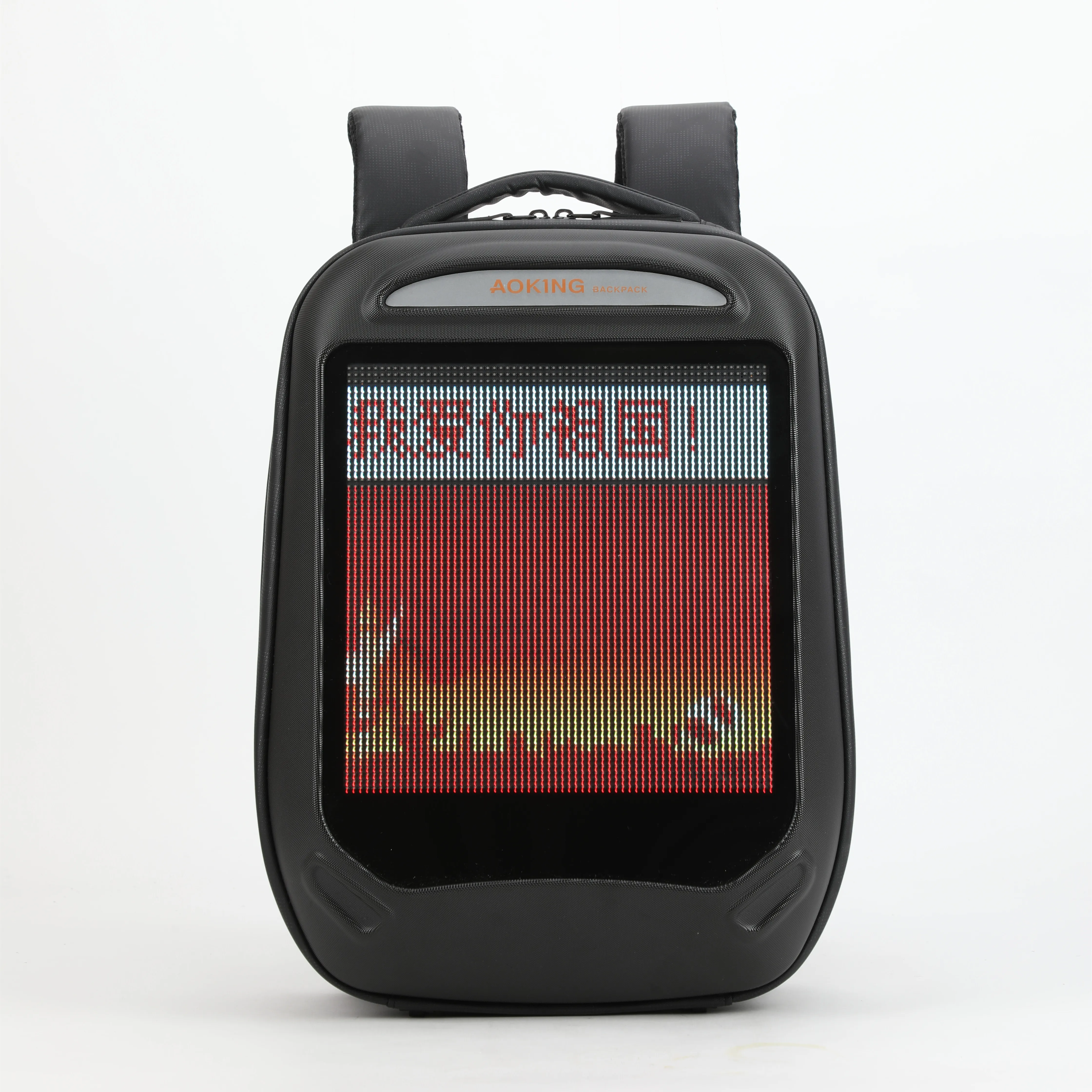 Aoking manufacturers mobile control smart walking advertising led backpack custom DIY dynamic LED display backpack with usb