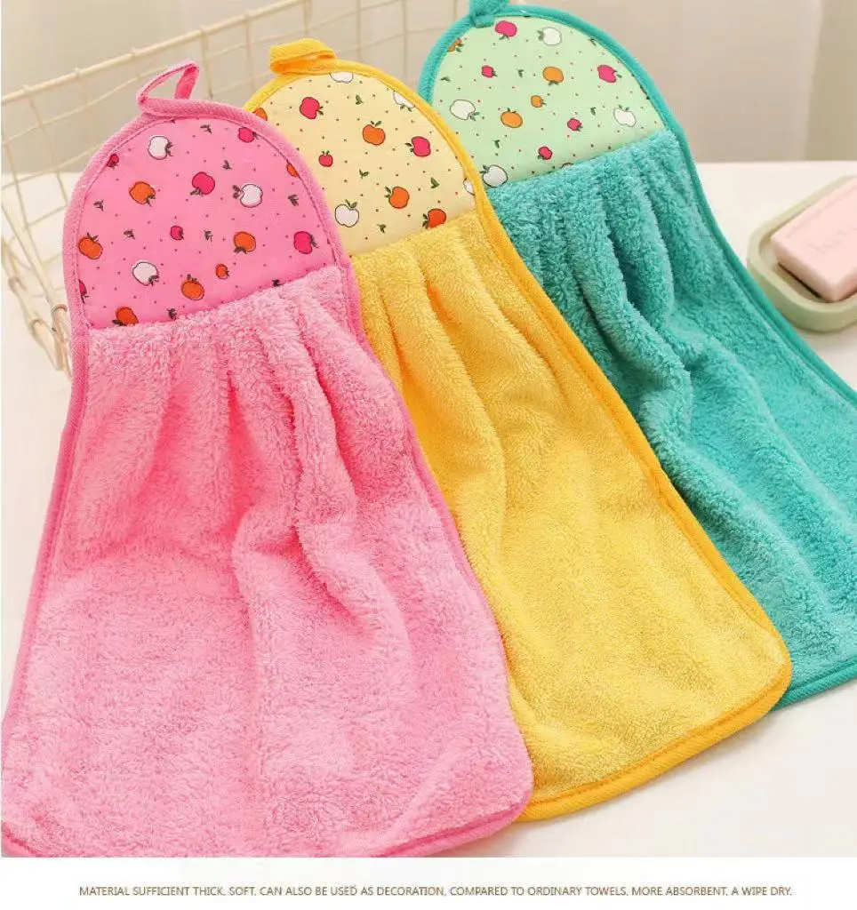 New hand towel hanging cute toilet towel absorbent soft thickened household handkerchief