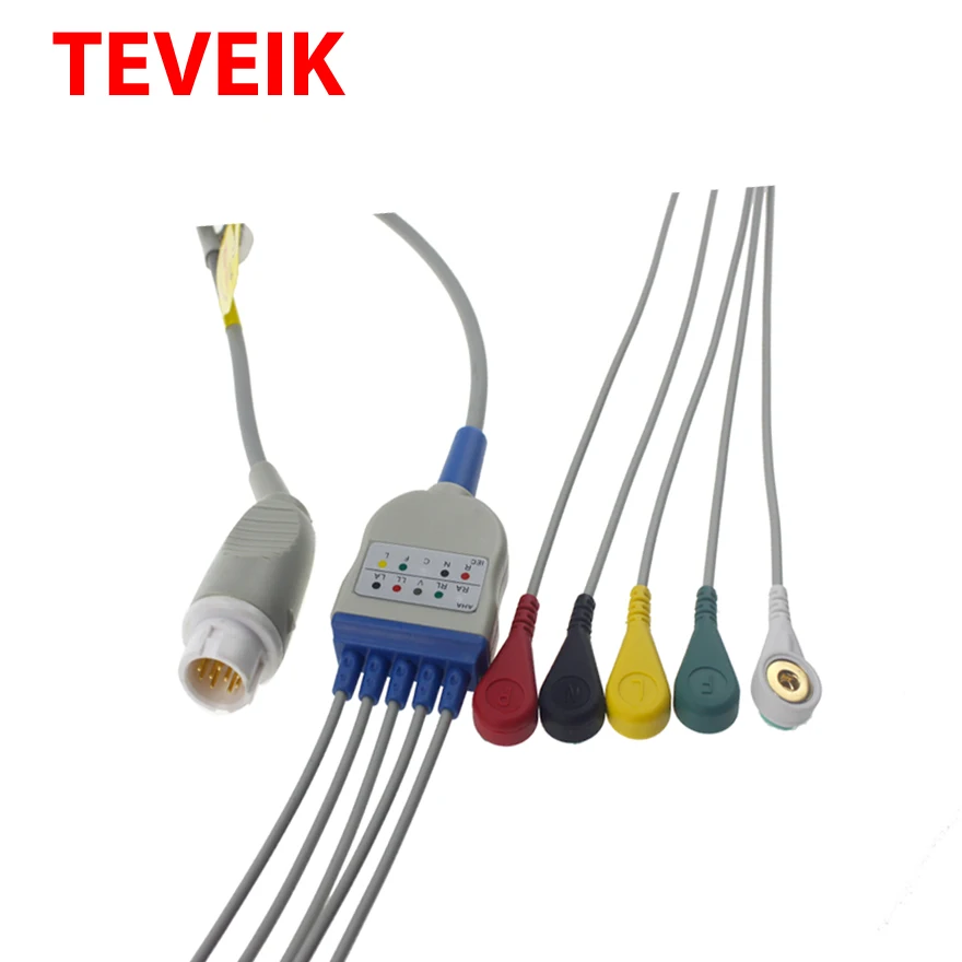 custom ecg cable 12 lead Medical supplies round 12pin 10 lead ecg cable 5 lead wire ecg cable