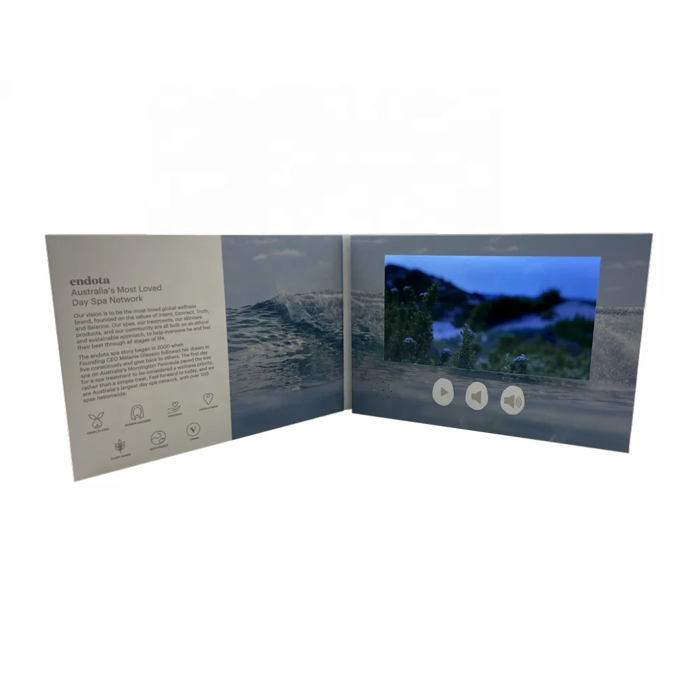 Custom Wedding Invitation Greeting Card LCD Screen Video Book 7 inch IPS Video Brochure With High Quality