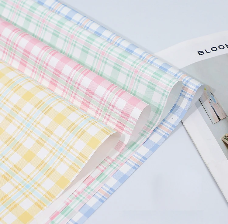 Creative plaid paper two-color plaid wrapping paper thickened waterproof flower packing