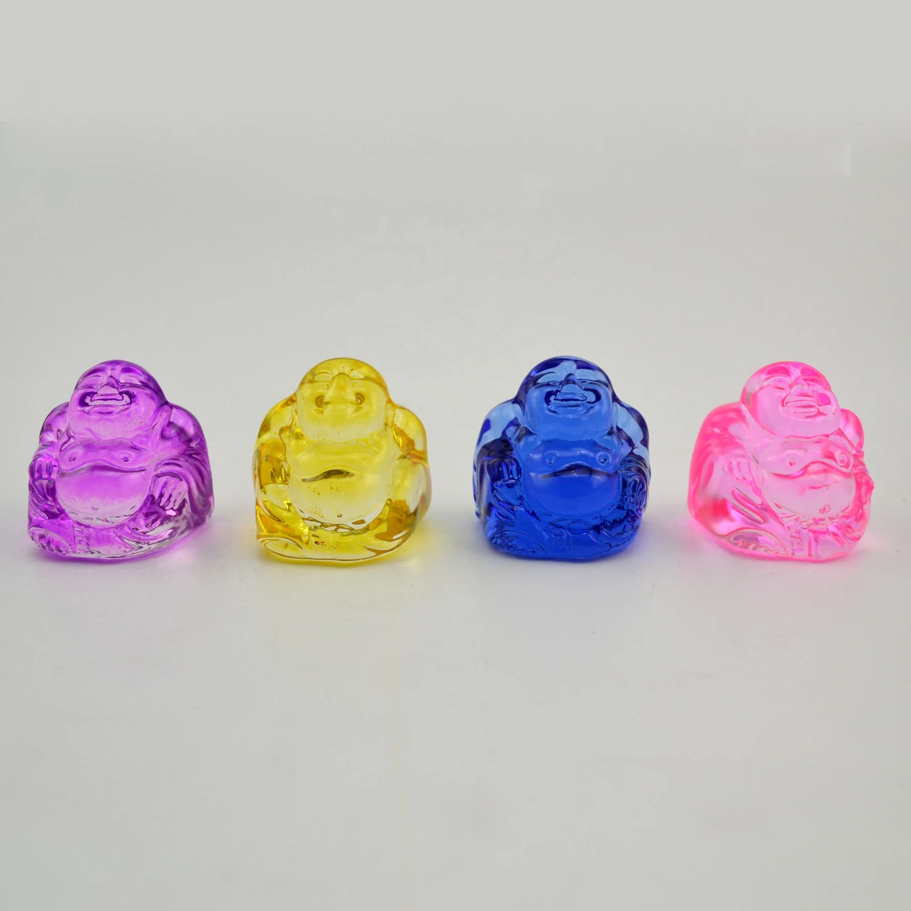 Factory price wholesale glass small statue gifts lucky buddha 30mm crystal laughing buddha