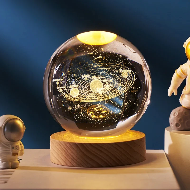 3D хрустальный шар светодиодный ночник лунный проектор атмосфера дома Спальня Декор Астрономия лампа для детей рождественские подарки