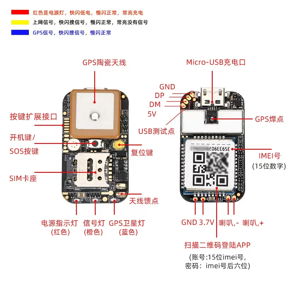 4G Full Netcom ZX908 motherboard GPS locator program chip module SOS two-way call electronic fence