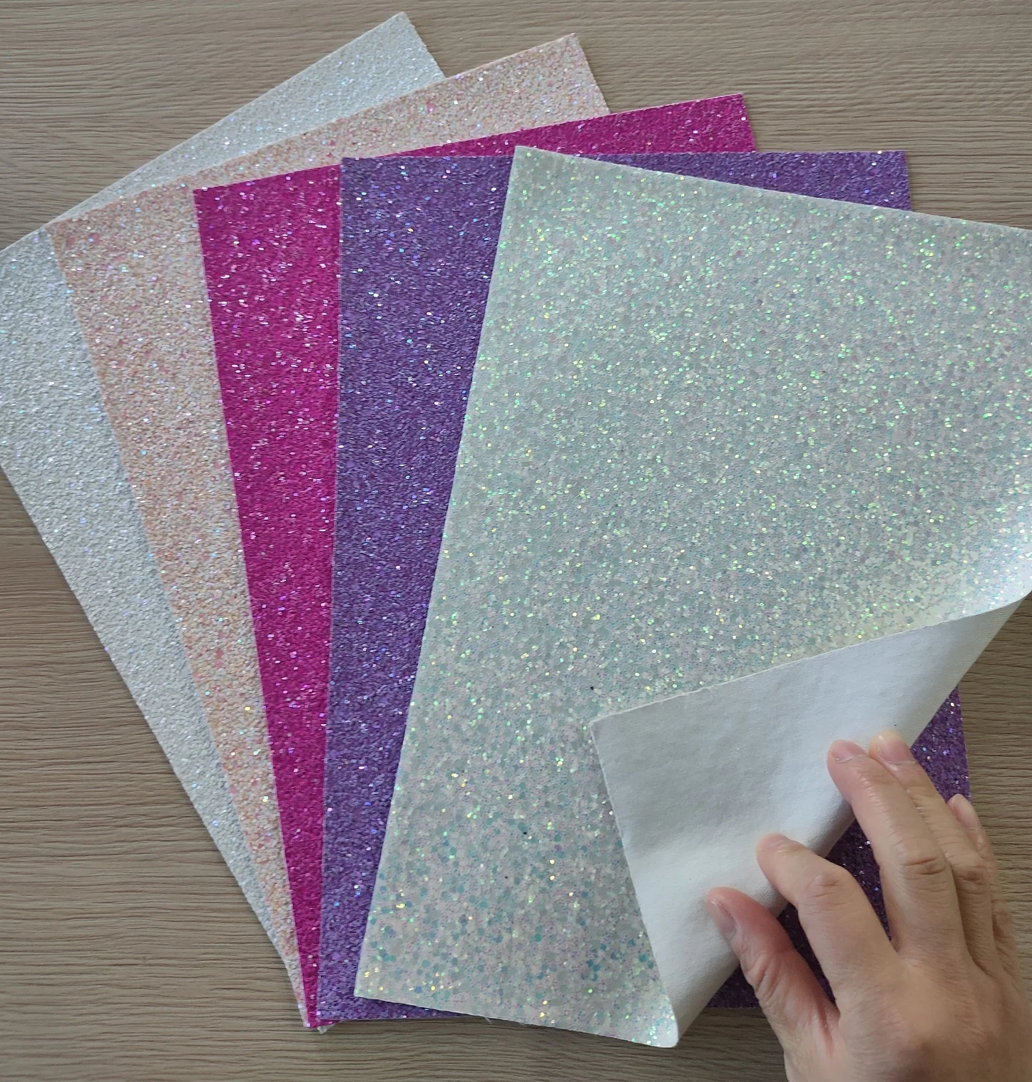 Thick Chunky Glitter Faux Leather Fabric Shiny Ocean PU Canvas Leatherette Fabric Sheet for Cricut Bows Craft