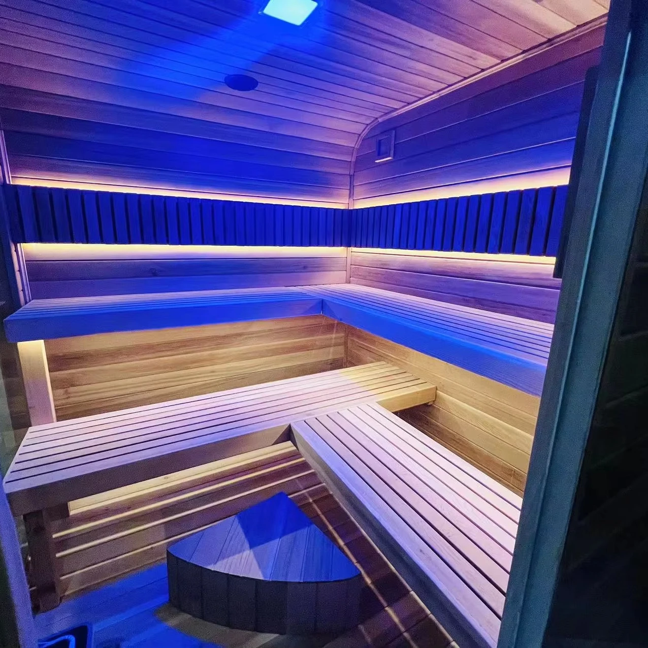 Modern Cube Outdoor Sauna 2-Person, Cedar Wood, Bluetooth Connectivity & LED Display, Cheap Price