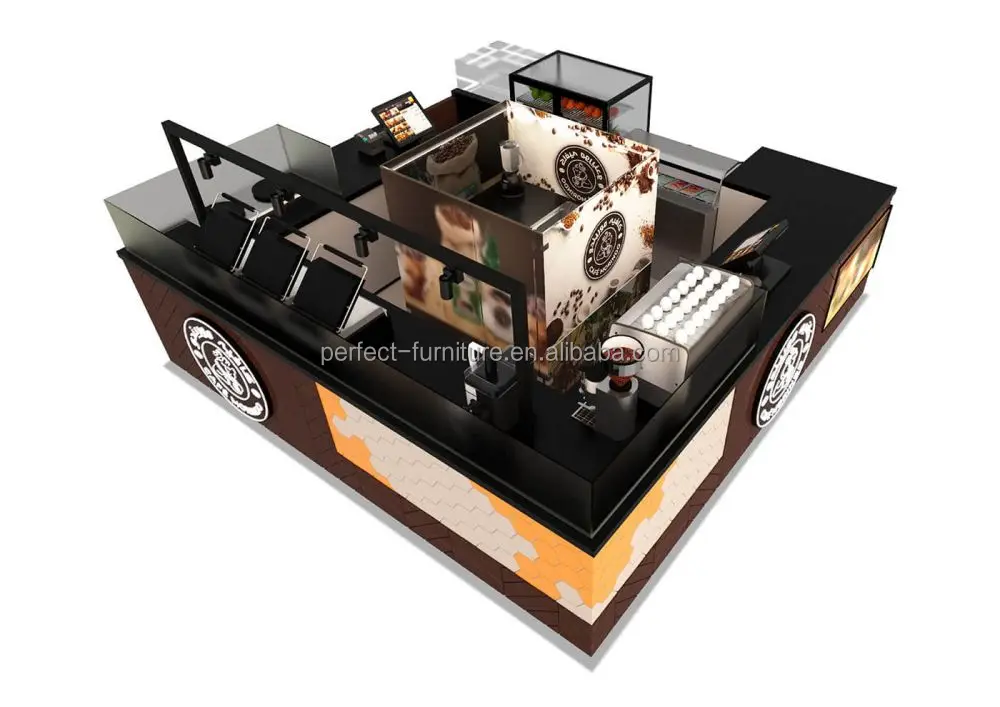 High-end Coffee Bar Kiosk Mall Cafe Display Counter With Factory Price